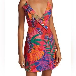 Farm Rio Women’s Red Macaw Side Buttons Mini Dress Sz XL